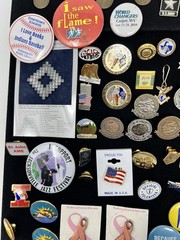 Vintage Gold & Silver Tone Assorted, Marketing, Flag, Music Pin Back Lot Of 75+