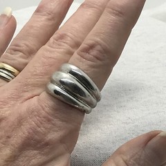 Vintage 18K HGE White Gold Plated Wide Band Domed Ring varied sizes