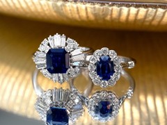 1.94Ct Basaltic Sapphire and 1.07Ct Diamond Platinum Ballerina Ring Circa 1970