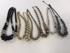 Jewelry Lot 7 Wearable Graduated Faux Pearl Necklaces Bronze Gold Black Silver