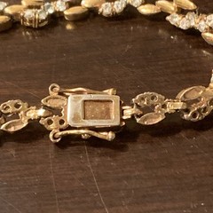 Vtg. Yellow Goldtone & Rhinestone 7 1/2 Inch Tennis Bracelet – no Marks