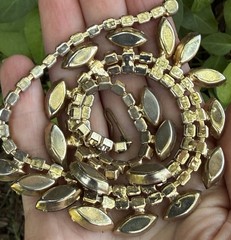 Vintage Two tone Brown Rhinestone Necklace Jewelry