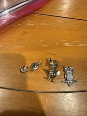 Vintage Lot Of 4 Four Animal Bird Owl Brooch Lapel Pin Pins Scatter Birds Nest