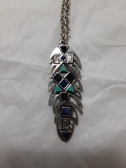 Vintage Silver Feather Pendant Necklace