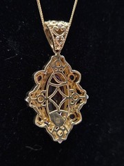 Amethyst Purple STS Sterling Silver Pendant Necklace Gold Over 925 Faux RS 20″