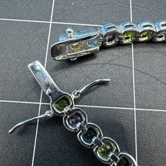 Vintage Suzanne Somers MultiColor Bezel 925 Silver Bracelet 7.5in/Necklace 18in