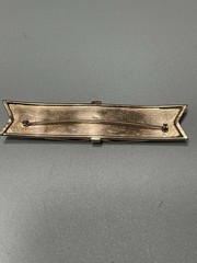 Coro Victorian Revival Enamel & Floral Engraved Bar Bow Shaped Pin Brooch 5” Vtg