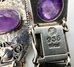 Antique Arts & Crafts 1908-1910 THEODOR FAHRNER Amethyst 935 Sterling Bracelet