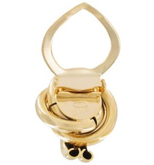 Classic Large Shiny Gold Tone Knot Signed RR Scarf Clip Ring 1 3/8″