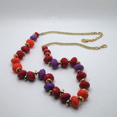Vintage RJ Graziano lucite bead and goldtone herringbone chain necklace