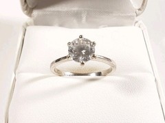 VINTAGE 925 STERLING SILVER SOLITAIRE DESIGN CZ SIZE 7 RING 2.0g