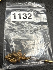 Antique Art Nouveau Butterfly Floral Victorian Repousse Gold Tone Stick Pin