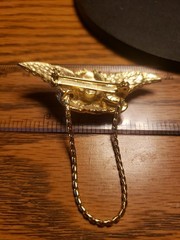 Art Deco Art Nouveau Revival Goldtone Cherub Chain Pin