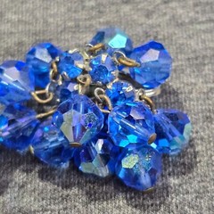 Juliana D&E Blue Crystal Clip-On Earrings & Brooch Set Rhinestone Bead Accents