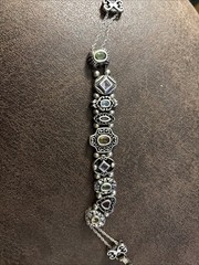 Vintage Slide Charm Bracelet Gold tone Lovely detailed charms/varied Stones