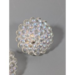 Vintage Lucite Dome Earrings Iridescent Sparkle Pierced Unsigned