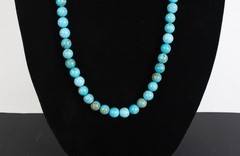 Vintage Round Shape Turquoise Color 1/2″ Bead Necklace 32″ Length – Near Mint