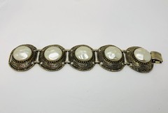 Vintage Beaded Simulated pearl Statement￼ bracelet 6 1/2 inches