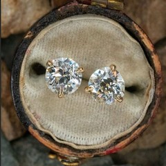 Made to order 2 carat total weight natural Old European Diamond Stud earrings