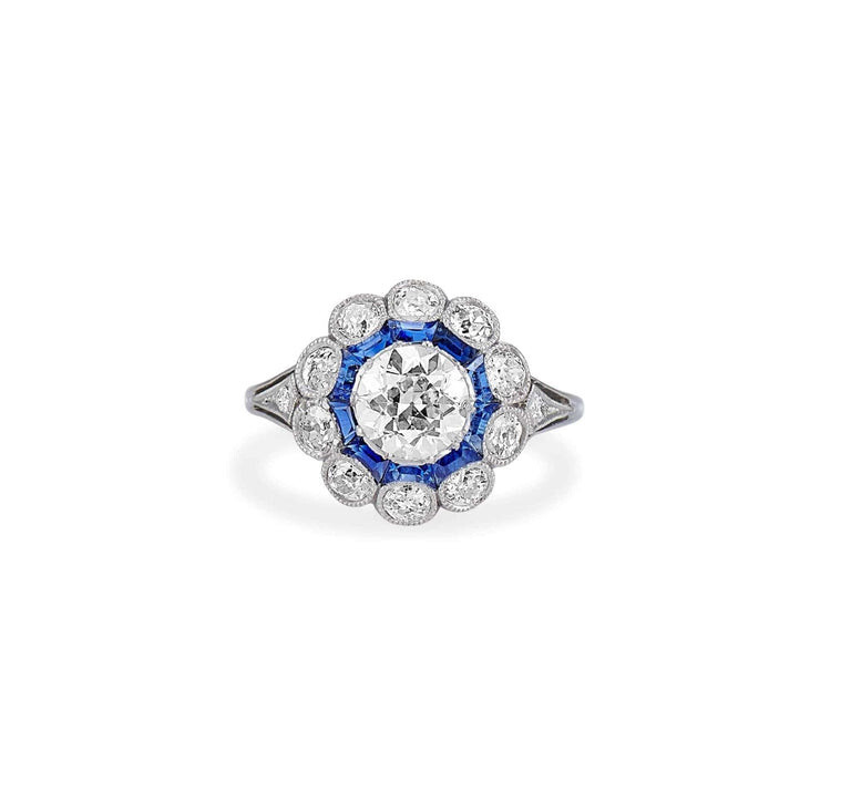 1.35CT White Round Cut CZ Edwardian Art Deco Antique Style Sterling Silver Ring