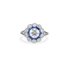 1.35CT White Round Cut CZ Edwardian Art Deco Antique Style Sterling Silver Ring