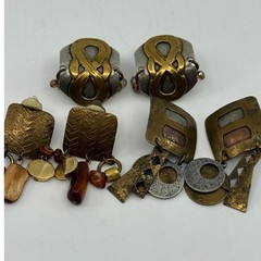 Vintage Marjorie Baer MB SF Baer SF Mixed Metal Clip On Earrings Lot 3 Pairs