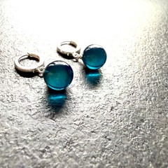 Unique blue Natural dyed Amber Earrings 5g