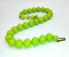 Vintage West Germany Apple Green Lime Bubblegum Beaded Choker Necklace