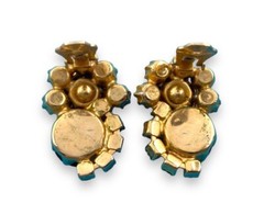 Vintage Demi-parure Juliana DeLizza and Elster Gold Tone Gray Rhinestone *Read*