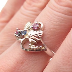 Coleman Co Sterling Silver 12K Gold Vintage Real Multi-Gem Floral Ring Size 7.25