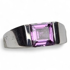Vintage Sterling Silver 925 Purple Topaz Faceted Gemstone Ring Size 11.25