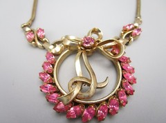BEAUTIFUL 1950’S BARCLAY GOLDTONE PINK RHINESTONE CHOKER NECKLACE