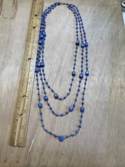Vintage Art Deco Periwinkle Blue Slag Glass Bead Necklace 1920s