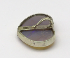 925 Silver Natural Australian Opal Heart Shape Unique Pendant 1 Inch