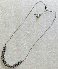 Vintage signed FOSSIL Turquoise Baby Blues Rondelle Beaded Center Necklace