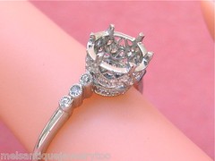 ART DECO STYLE .34 ctw DIAMOND PLATINUM ENGAGEMENT RING MOUNTING set your 1 ct!