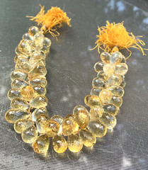 Genuine Citrine Faceted Teardrop Beads Link, Supreme Quality, Natural, Undyed
