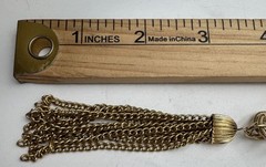 Vintage Gold Tone Statement Chain Necklace Large Oval Links Tassel Pendant 21in