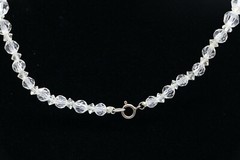 J4I Vintage Art Deco Sterling Silver Faceted Graduated Crystal Glass Necklace