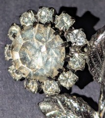 Vintage Mid-Century Rhinestone Floral Brooch | 1950s-1970s Sparkle Costume