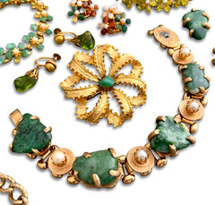 Vintage Tumbled Stones Gemstone Glass Signed Swoboda Repair Costume Jewelry Lot
