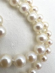 Vtg 18-1/4” Japanese Graduated Cultured Akoya Pearl Necklace 7.1-3.4mm 14k Clasp