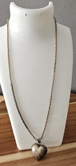 Vintage Retro Silver 3D Heart Love Pendant Necklace On 925 Chain Jewelry 18″