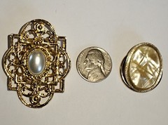 2 peice Lot Vintage Scarf Rings Dress Clip Stamped Germany