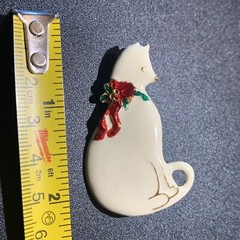Lot of 2 JJ + VERO Enamel +CATS & FISH Xmas TREE RHINESTONE Gold Tone VINTAGE