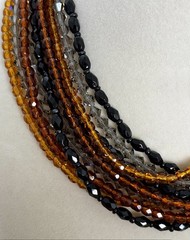 VTG Vendome Torsade 10 Strand Varied Shape Amber Black Gray Bead Necklace WOW