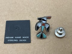 Vintage Sterling Silver Thunderbird Tie Tack Lapel Pin 1”