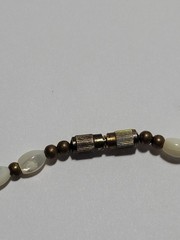 Vintage Green And White Beaded Necklace Natural Gemstones Brass Wire & Beads
