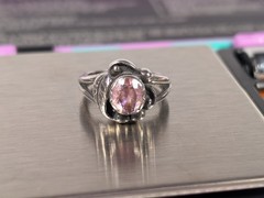 Vtg Sterling Silver 925 Art Nouveau Style Pink Solitaire Stone Ring Size 5.25