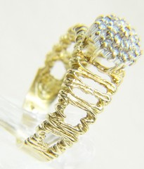 Beautiful Brutalist 14 K Gold Twig 19 Diamond Double Halo Sz 6.5 Cocktail Ring